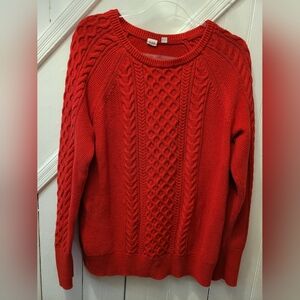GAP  Vibrant Red Cable Knit Sweater
